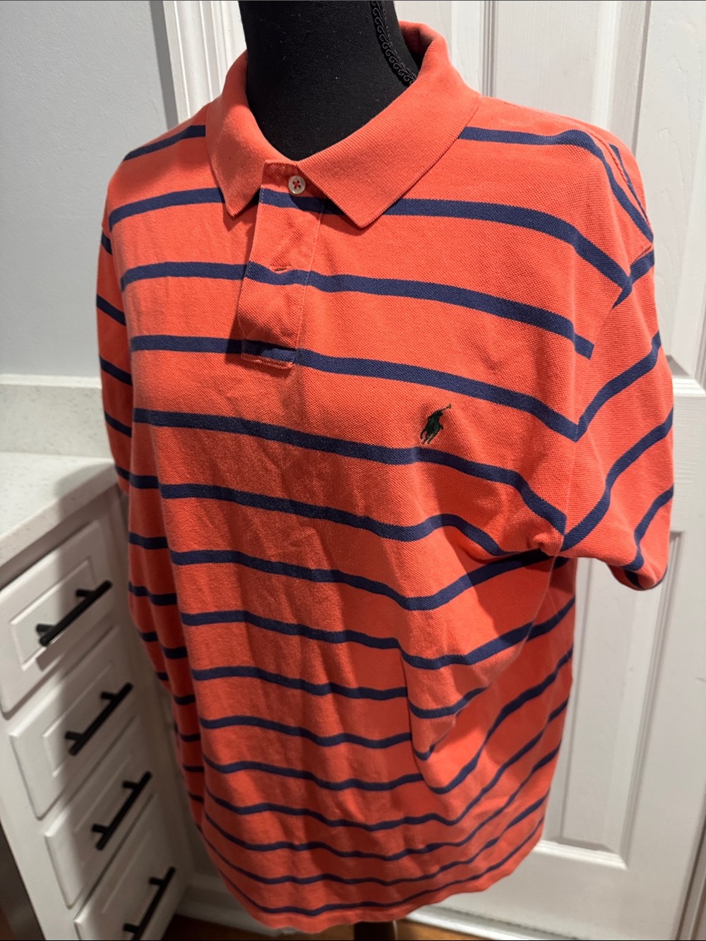 Ralph Lauren Orange Polo with Navy Stripes